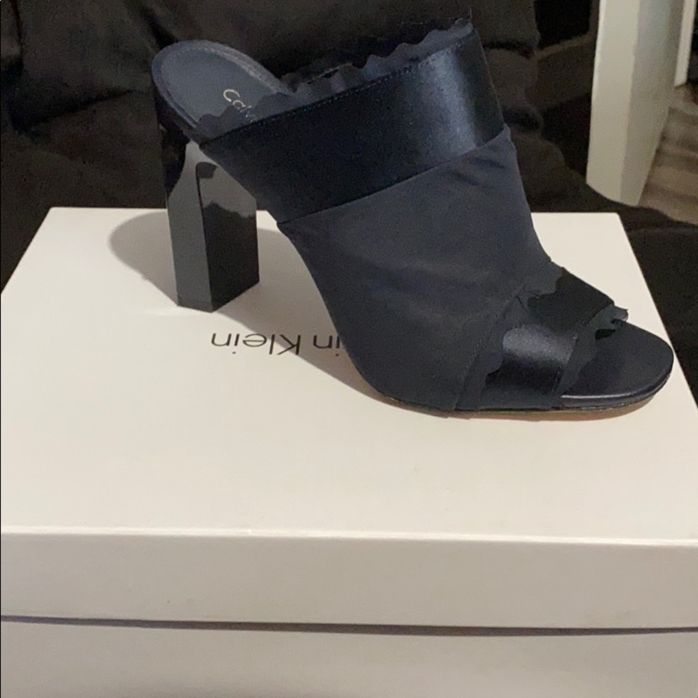 Calvin Klein Deep Navy (almost black) satin heels